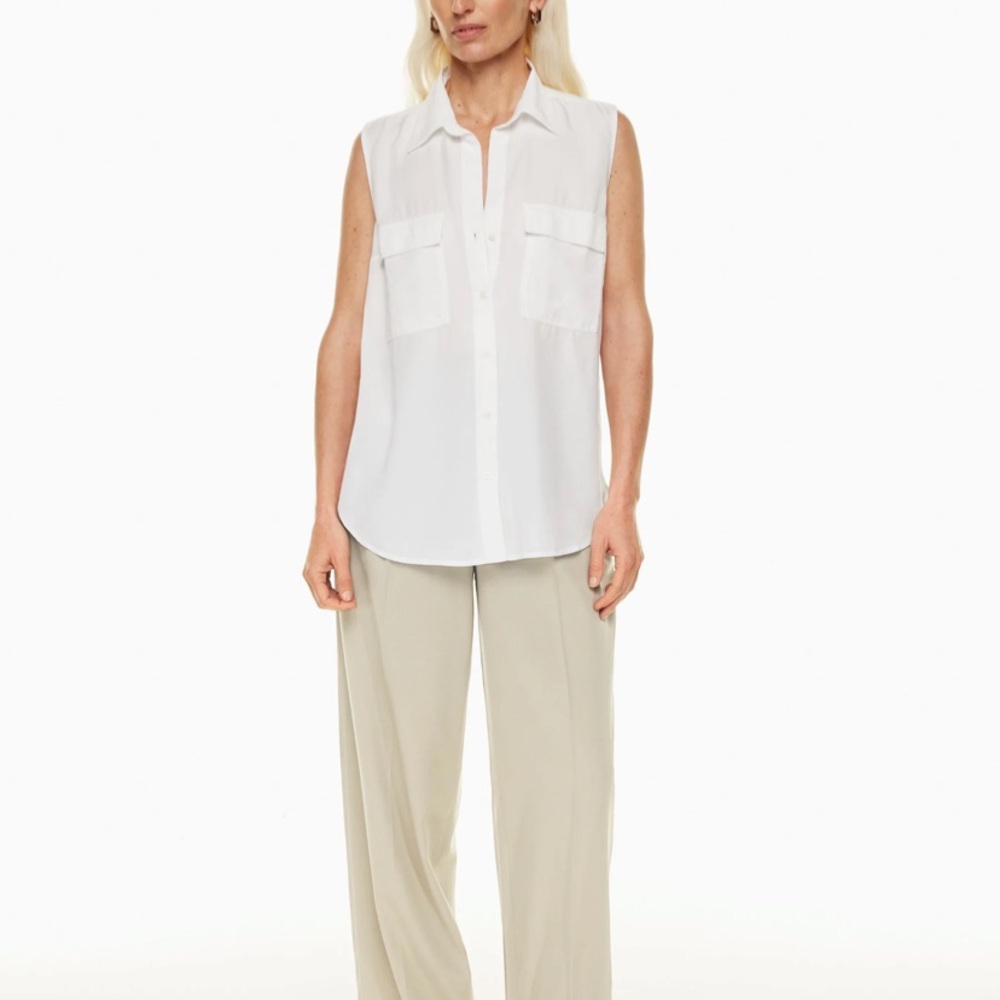 Aritzia Babaton Utility Sleeveless Shirt in White XS